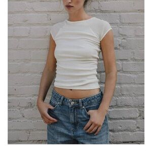 Zara White Cap Sleeve Top Tshirt